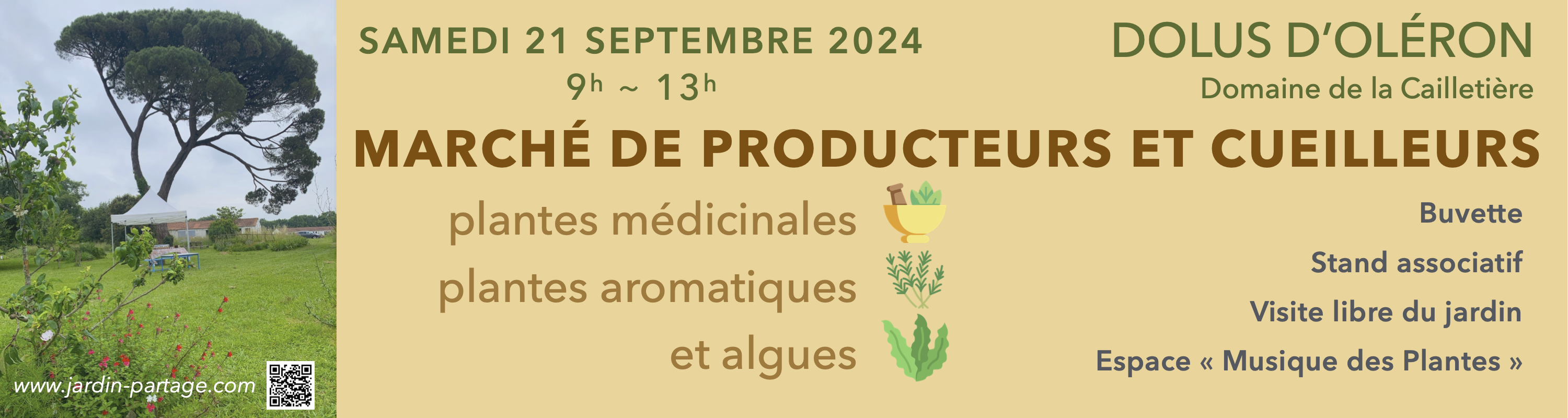 Affiche du premier marché de producteurs cueilleurs de plantes médicinales, aromatiques et algues